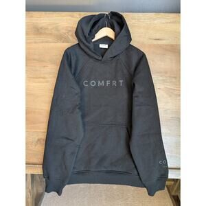 Comfrt Hoodie Men Medium Black Fleece Lined Heavyweight Long Sleeve Pullover NWT